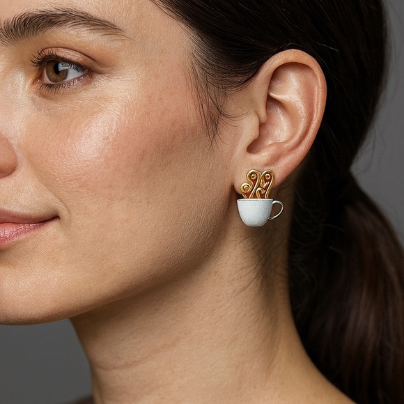 🎁 Artisan Handmade 925 Silver The Zenayde Mug Earrings - Picture 10 of 10